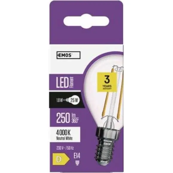 ZF1201 LED žárovka Filament Mini Globe 1,8W E14 neutrální bílá EMOS Lighting Odeslání Ihned