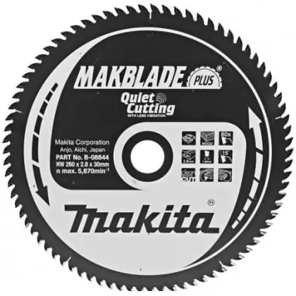 Pilový kotouč MAKITA MAKBLADE PLUS 260 x 30 x 2,3 mm 80 zubů Výprodej