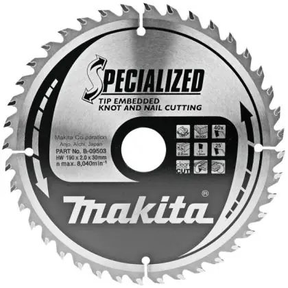 Pilový kotouč se zapuštěnými zuby MAKITA 190 x 30 mm 40 zubů Výprodej