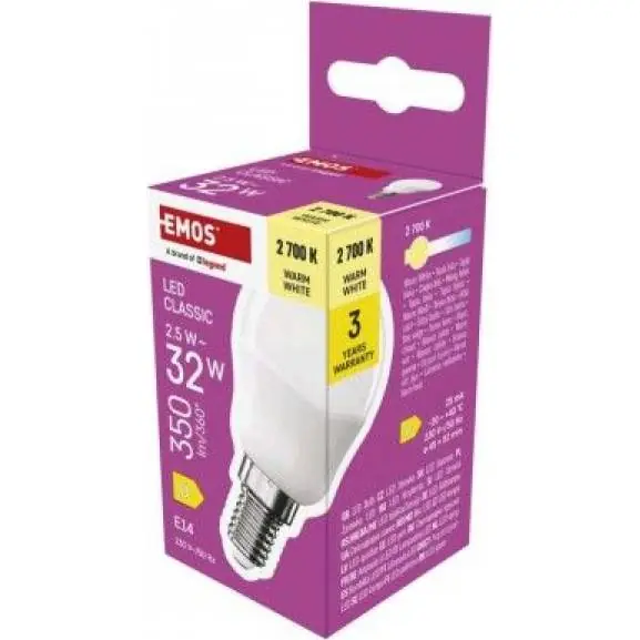 Hit Sezóny ZQ1D11 LED žárovka Classic Mini Globe / E14 / 2,5 W (32 W) / 350 lm / teplá bílá EMOS