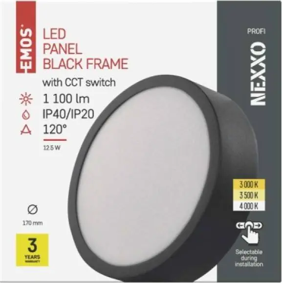 ZM5333 LED přisazené svítidlo NEXXO, kruhové, černé, 12,5W, se změnou CCT EMOS Lighting Must-Have