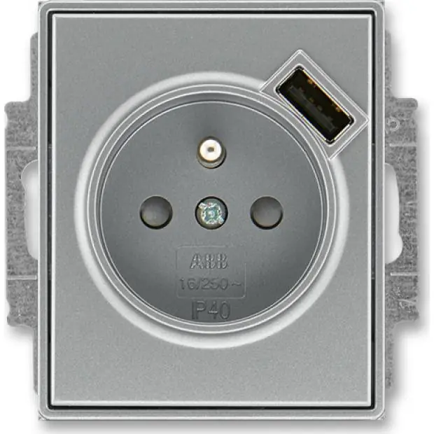 Odeslání Ihned ABB 5569E-A02357 36 Time Zásuvka 1násobná s kolíkem, s clonkami, s USB nabíjením