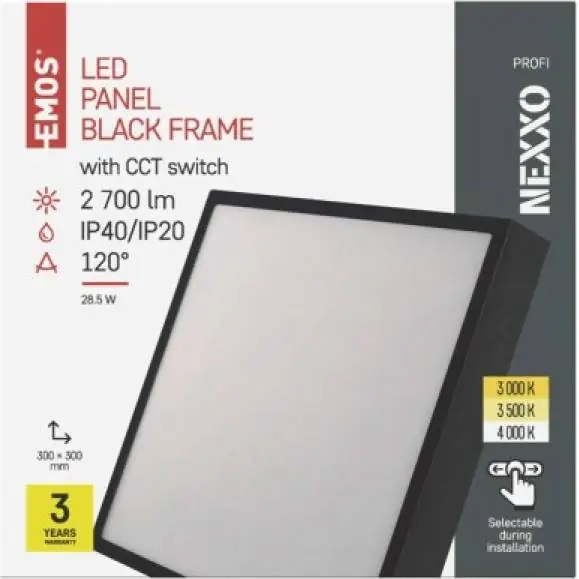 Speciální Cena ZM6353 LED přisazené svítidlo NEXXO, čtvercové, černé, 28,5W, se změnou CCT EMOS Lighting