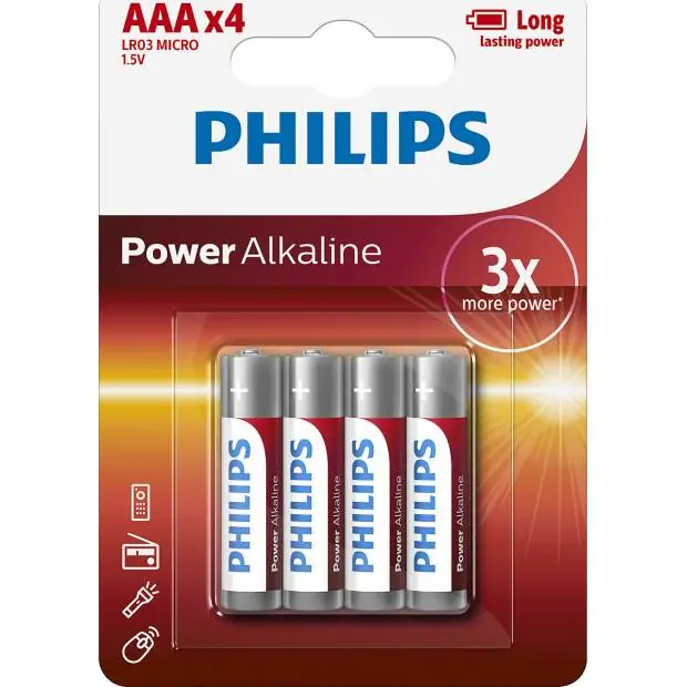 Alkalické tužkové baterie AAA LR03P4B/10 Philips Levný