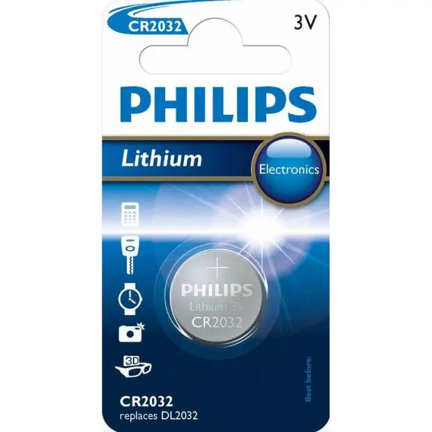 Pouze Dnes Knoflíková 3V lithiová baterie CR2032 / 01B Philips