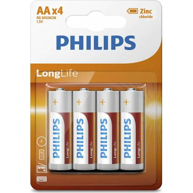 Tužkové baterie LONGLIFE AA R6L4B/10 Philips Originální