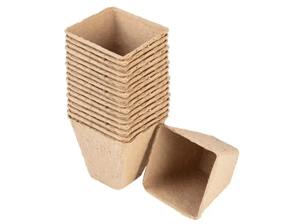Rašelinové květináče – biologicky rozložitelné (18 ks, 8x8x7,8 cm) Levný