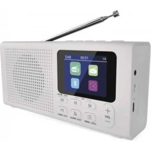 E0091 Přenosné rádio s Bluetooth, MP3, DAB / DAB+ / FM, bílé EMOS Vrácení Zdarma