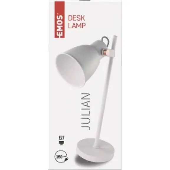 Speciální Cena Z7621W Stolní lampa JULIAN na žárovku E27, bílá EMOS