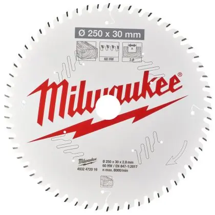 Řezný kotouč MILWAUKEE CSB MS W 250/30 mm 60 zubů Cenový Hit