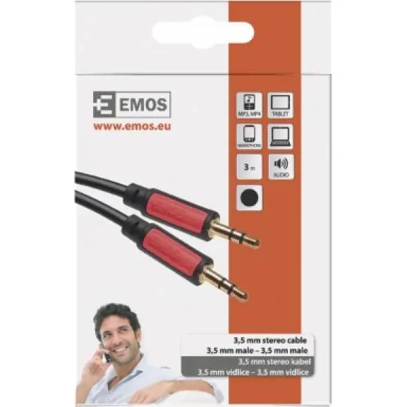 Akční Cena SM5003 JACK kabel 3,5mm stereo, vidlice - 3,5mm vidlice 3m EMOS