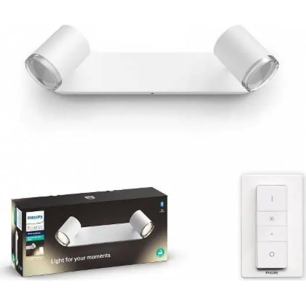 Expresní Doručení 34179/31/P6 Hue Adore SVÍTIDLO BODOVÉ LED GU10 5W 2x350lm 2200-6500K IP44, bílá + dimmer switch BT Philips