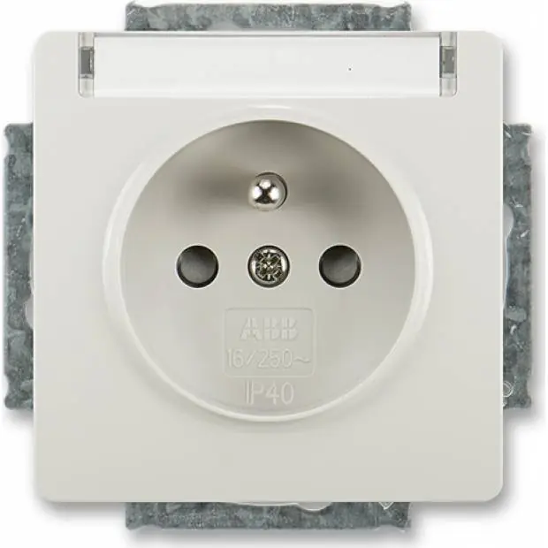 Sleva ABB 5518G-A02352 S1 Swing zásuvka jednonás. s ochr. kolíkem s clonkami s popis. polem