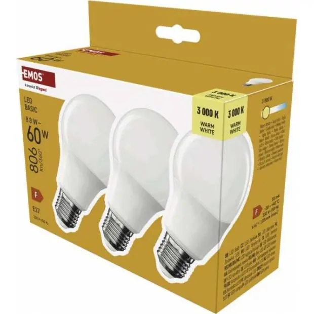 ZL5F47.3 LED žárovka Basic A60 / E27 / 8,8 W (60 W) / 806 lm / teplá bílá EMOS Nakupujte Hned