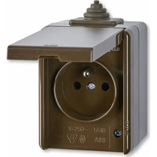 Zásuvka jednonásobná s víčkem hnědá IP44 5518-2929 H ABB Značkový