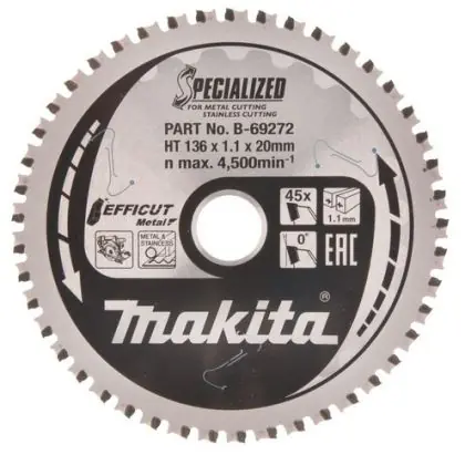 Akce Pilový kotouč MAKITA Efficut TCT na kov 136x20 mm 45 zubů