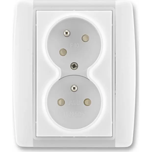 Super Cena ABB 5513E-C02357 01 Element zásuvka dvojnásobná s ochr. kolíkys clonkamis natoč. dutinou