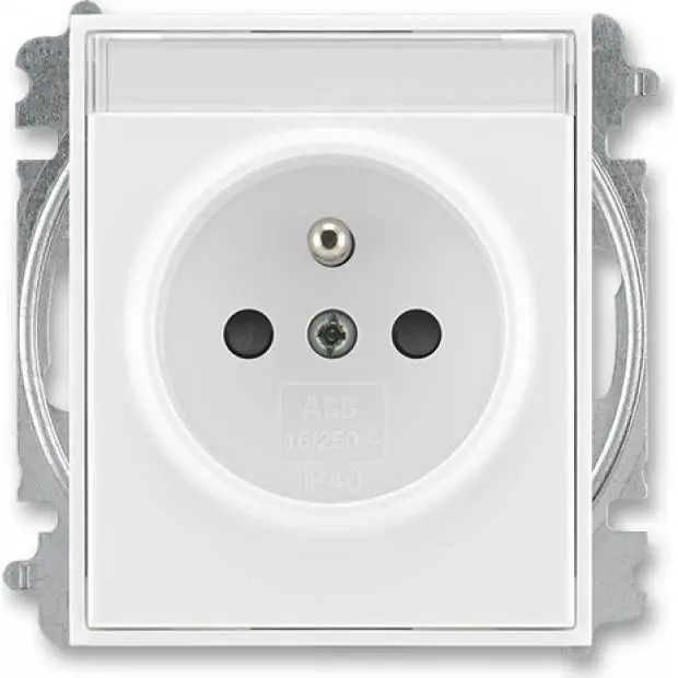 Autentický ABB 5519E-A02352 03 Element zásuvka jedn. chráněná s clon. s bezšr. sv. s popis. polem