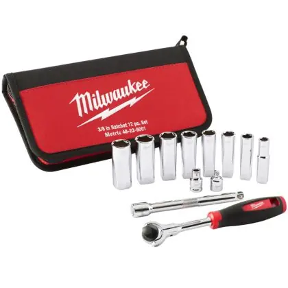 Doprava Zdarma Sada ráčny 3/8" a nástrčných hlavic MILWAUKEE 12 ks