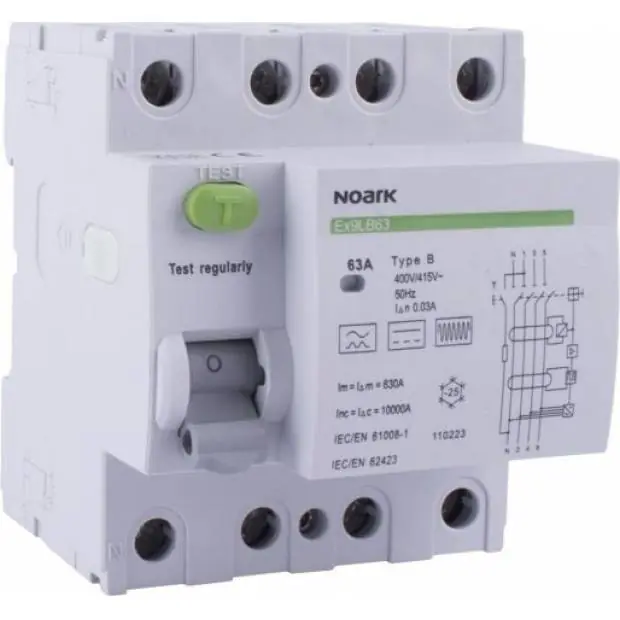 Noark 110222 Proudový chránič Ex9LB63 3P+N 40A 30mA Akční Nabídka
