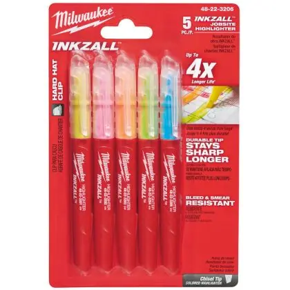 Sada zvýrazňovačů MILWAUKEE INKZALL barevné 5 ks Poslední Šance