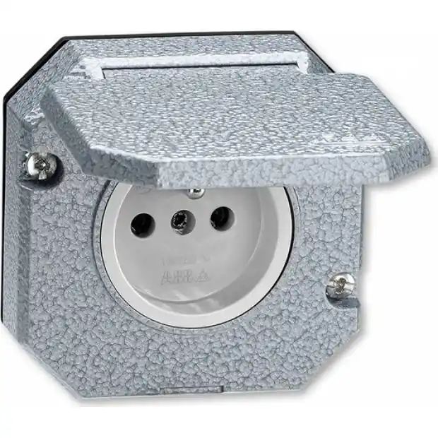 Levný ABB 5518-2790 Garant zásuvka jednonásobná vestavná s víčkem, Al, IP 55