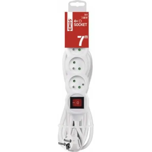 Objednat Nyní P1417R Prodlužovací kabel s vypínačem – 4 zásuvky, 7m, bílý EMOS