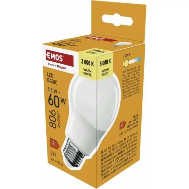 Speciální Cena ZL5F47 LED žárovka Basic A60 / E27 / 8,8 W (60 W) / 806 lm / teplá bílá EMOS
