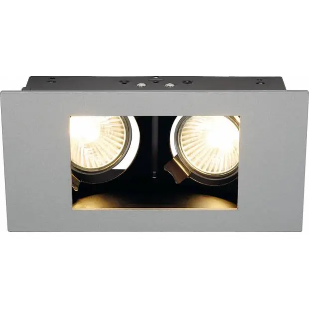 SLV 112434 INDI REC 2S Downlight 2xGU10 stříbrnošedé svítidlo zapustné stropní hranaté Ověřený