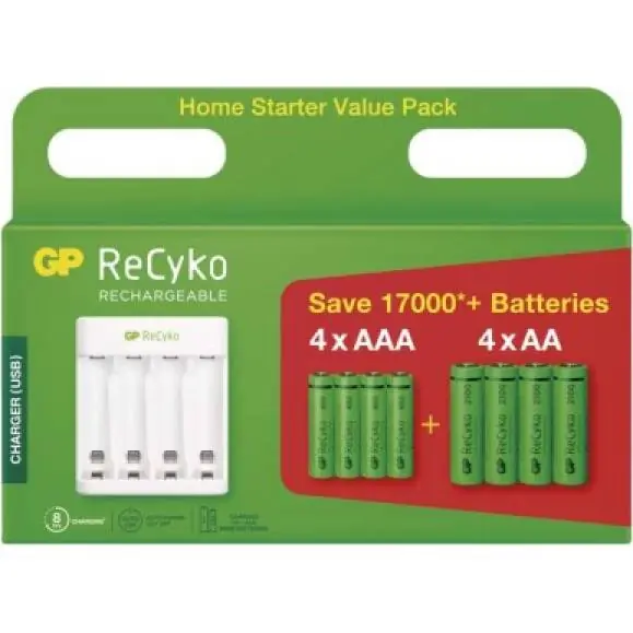 Výprodej B51418 Nabíječka baterií GP Eco E411 + 4× AA 2100 + 4× AAA 800 GP