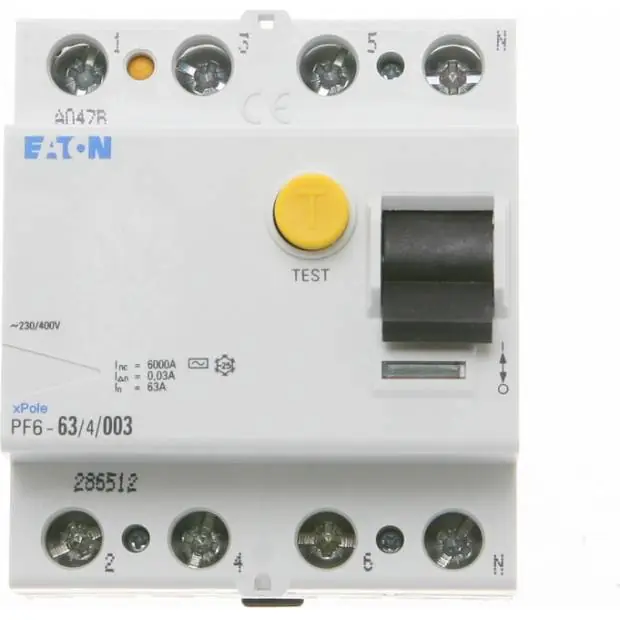 PF6-63/4/03 Chránič čtyřpólový 63A 300mA Eaton 286514 Akční Nabídka
