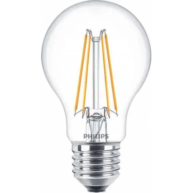 Čirá LED žárovka E27 Philips FILAMENT náhrada za klasický zdroj 60W, barva světla Žárovkové světlo Must-Have