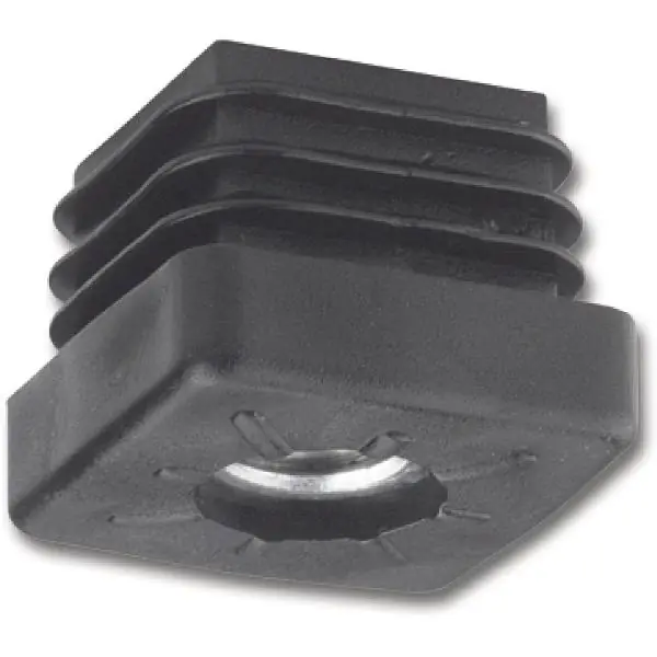 Originální Krytka patky pro čtyřhr. trubku s otvorem se závit. M10, 25 x 25, černý plast