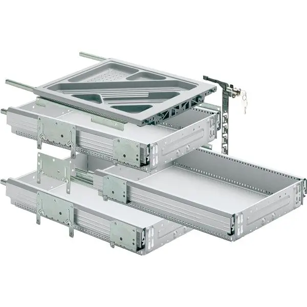 HETTICH Systema Top 2000 kontejner-sada Silent System, plný výs. 530 mm, hliník Akční Cena