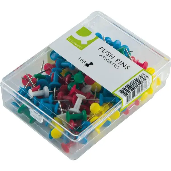 Jehly na nástěnku Q-Connect, 100 ks, plast (různobarevné) Akční Nabídka