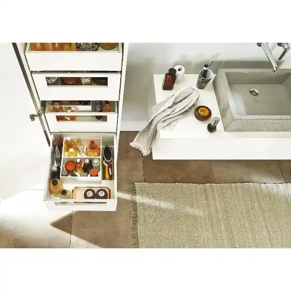 BLUM SPACE TOWER LEGRABOX pure s relingem délka 500, ŠK 450 hedvábně bílá Výhodná Nabídka