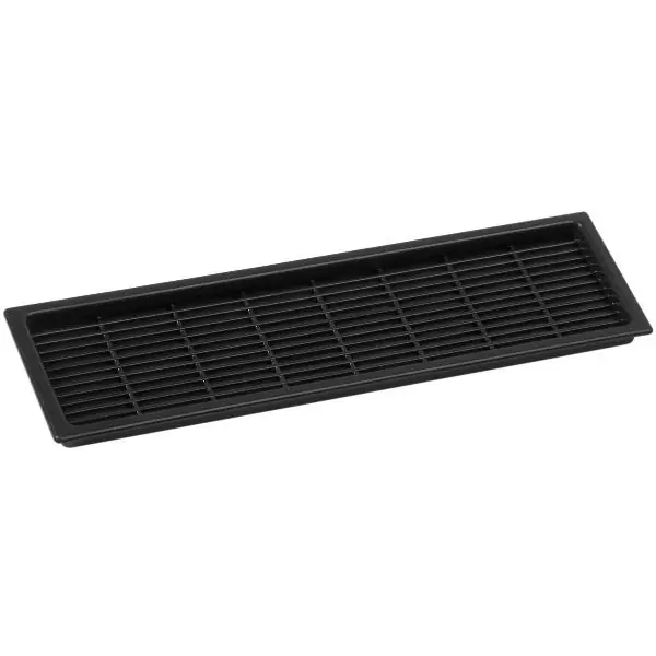 Větrací mřížka uvnitř hranatá, délka 230 mm, šířka 69 mm, plast černý Poslední Šance