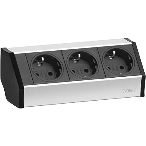 EVOline V-Dock zásuvkový modul 3x Schuko zásuvka barva hliníku, černá Aktuální