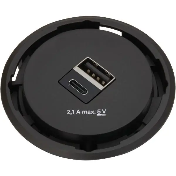 Nová Kolekce EVOline One 2x USB nabíječka černá ø 59 mm