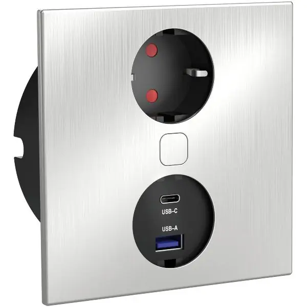 Nejlepší Volba Vestavěná zásuvka Duplex-Q, 1ks. Schuko zásuvka, + USB nabíječka, nerezová ocel