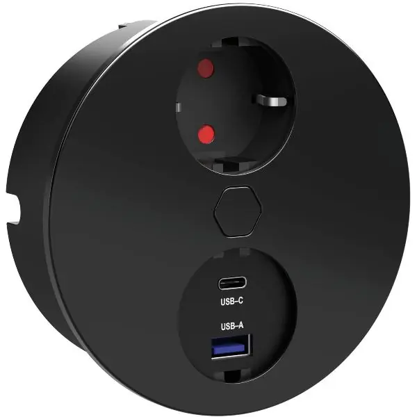 HPF vestavěná zásuvka Duplex-R, 1 uzemněná zásuvka, + USB nabíječka, černá Akční Cena