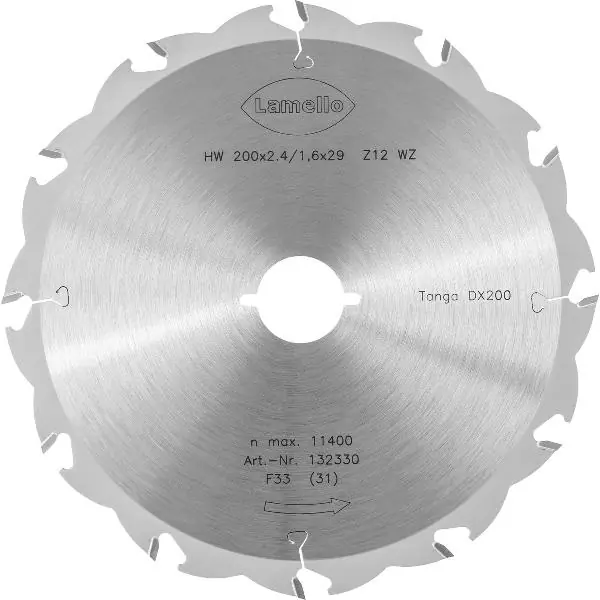 Akce LAMELLO řezný kotouč HW pro DX200 ø 200 mm 12 zubů pro dřevěné rámy