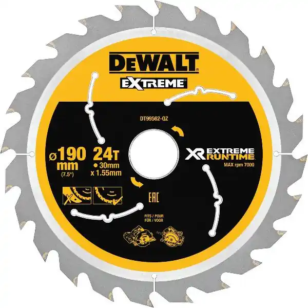 Ověřený DEWALT pilový kotouč XR Extrem Runtime HM ø 190 x 1,38 x 30mm 24 zubů (WZ/FZ)