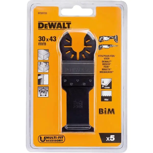 DEWALT Multi Tool řezný plátek DT 20723 šíře 30mm délka 43mm (5 ks) Autentický