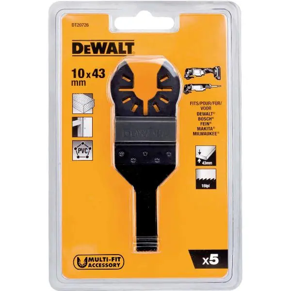 DEWALT Multi Tool řezný plátek Detail DT 20726 šíře 10mm délka 43mm (5 ks) Přímo Od Výrobce