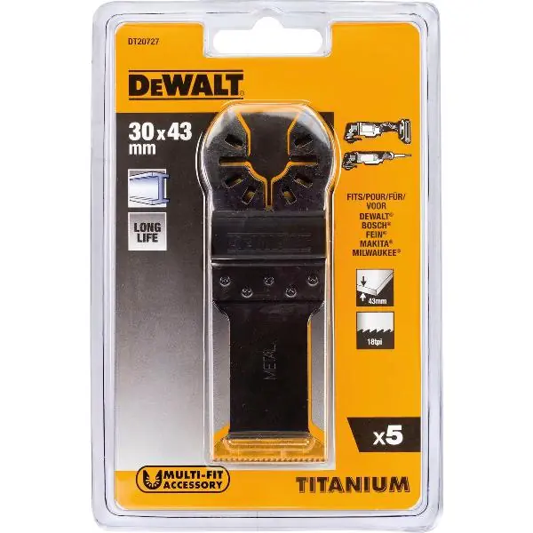Značkový DEWALT Multi Tool řezný plátek titan DT 20727 šíře 30mm délka 43mm (5 ks)