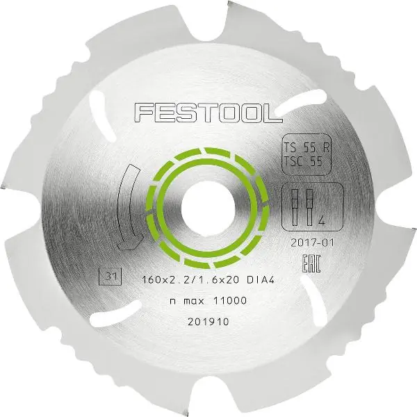 Expresní Doručení FESTOOL diamantový pilový kotouč ø 160x2,2x20 tvar zubu (F) negativní (201910)