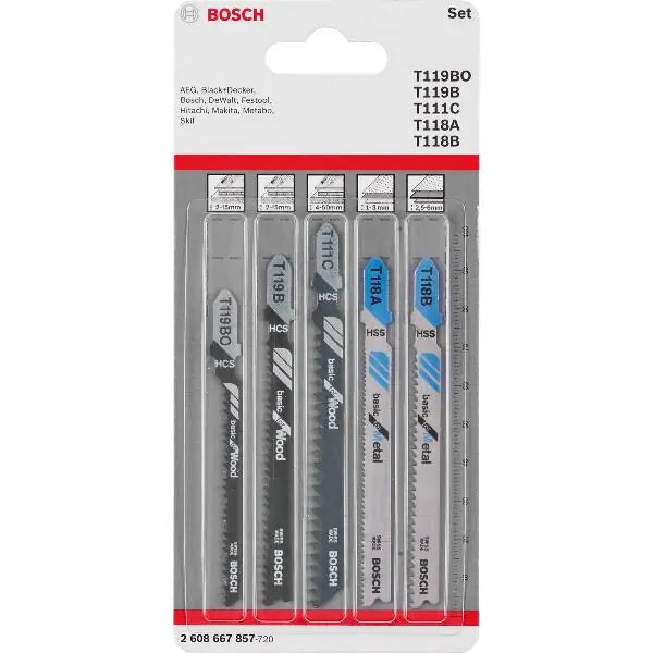 Sleva BOSCH pilový plátek sada for wood and metal stopka s jedním výstupkem 5-díl.