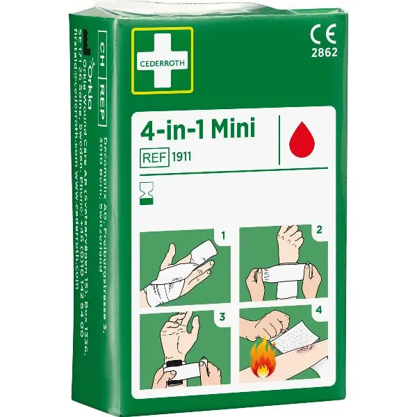 Nová Kolekce CEDERROTH univerzální obvaz mini 4v1 Blutstiller 1 obklad + 1 obvaz