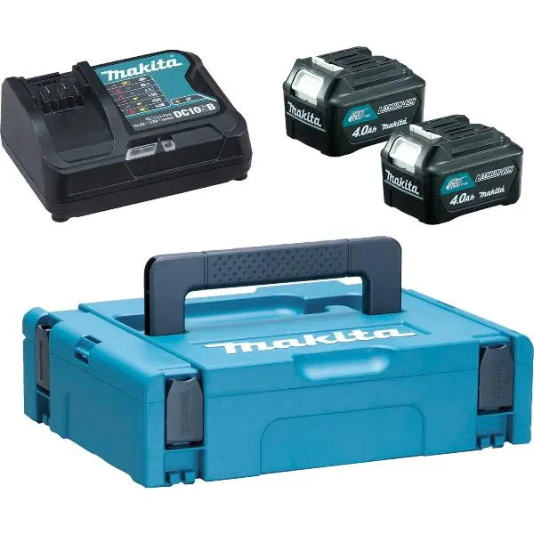 Zlevněný MAKITA Aku-Powerkit 12 Volt/ 2 kusy 4,0 Ah Aku baterie a nabíječka DC10SB